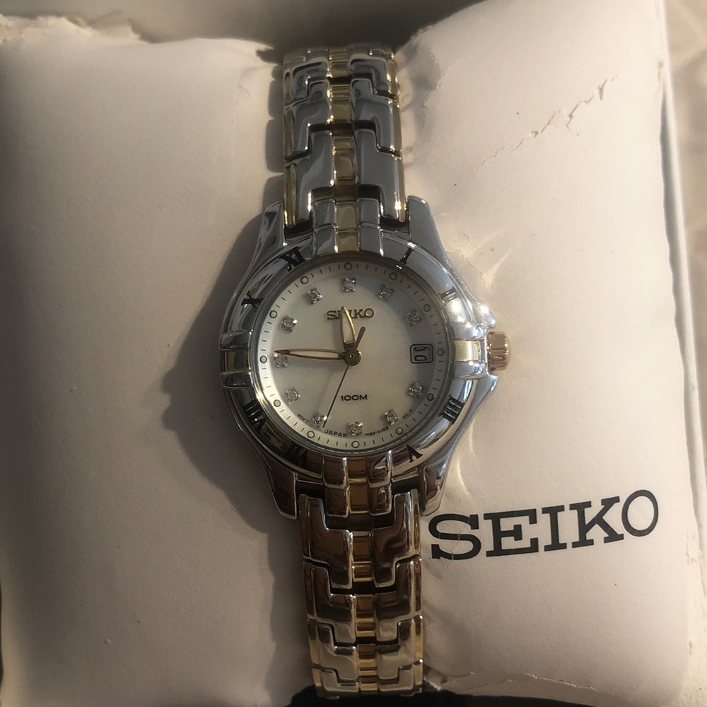 Seiko Two-Tone Silver and Gold Ladies Bracelet Watch